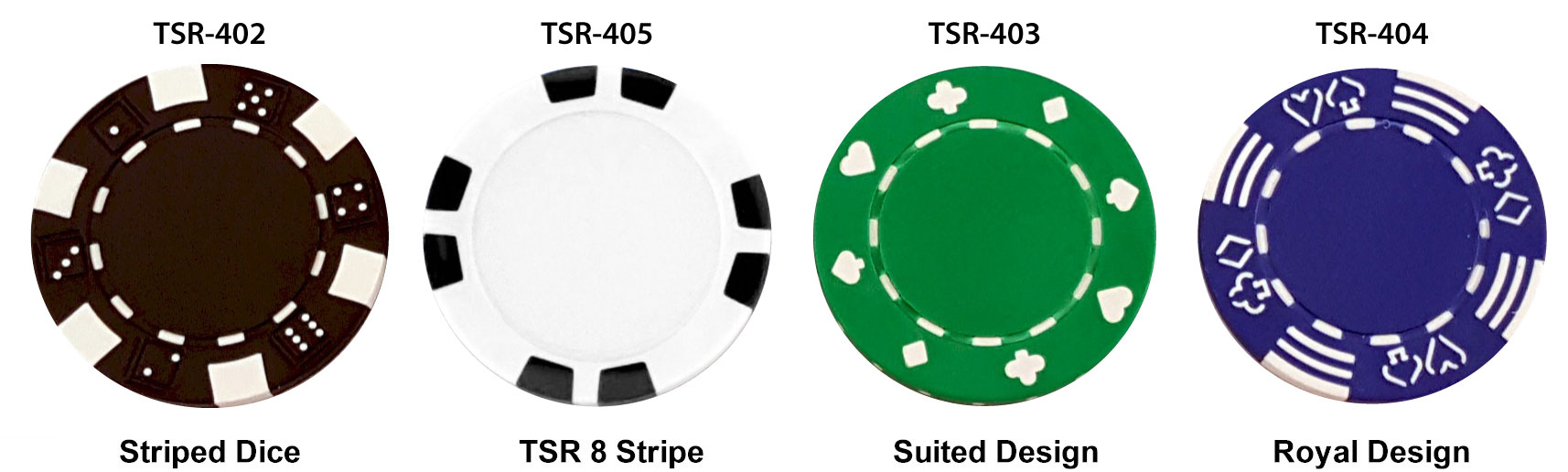 different color poker chips