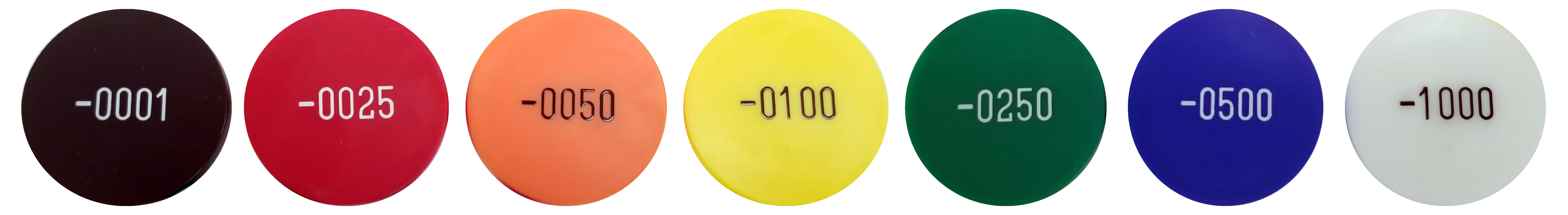 Sequential Numberd Plastic Tokens